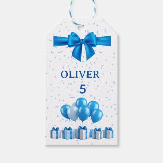 Jongens Verjaardag Cadeautags - Geschenk & Confett Cadeaulabel (Voorkant)