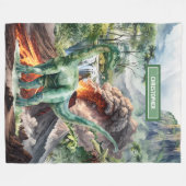 Jongens Verjaardag Deken met Naam Dinosaurus Ontwe (Voorkant (Horizontaal))