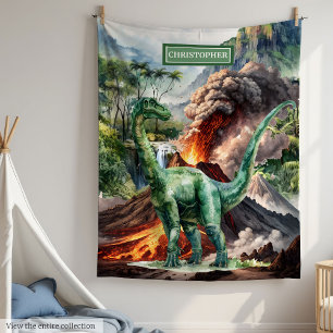 Jongens Verjaardag Deken met Naam Dinosaurus Ontwe