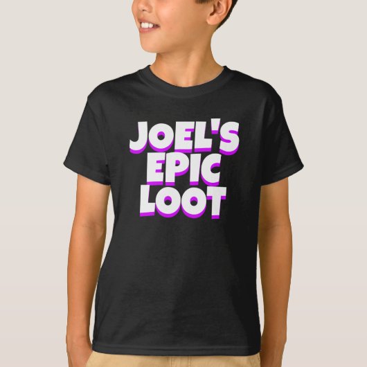 Jongens Verjaardag Epic Loot Gamer Naam Paarse Slo T-shirt (Voorkant)