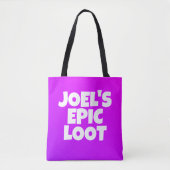 Jongens Verjaardag Epic Loot Gamer Neon Paarse Cus Tote Bag (Voorkant)