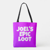 Jongens Verjaardag Epic Loot Gamer Neon Paarse Cus Tote Bag (Achterkant)