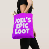 Jongens Verjaardag Epic Loot Gamer Neon Paarse Cus Tote Bag (Dichtbij)