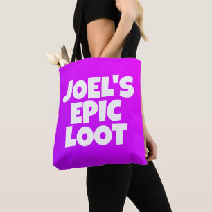 Jongens Verjaardag Epic Loot Gamer Neon Paarse Cus Tote Bag