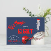 JONGENS Verjaardag HONKBAL Uitnodiging Rood Blauw  (Staand voorkant)