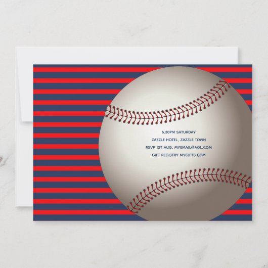 JONGENS Verjaardag HONKBAL Uitnodiging Rood Blauw  (Achterkant)