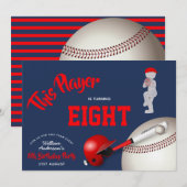 JONGENS Verjaardag HONKBAL Uitnodiging Rood Blauw  (Voorkant / Achterkant)