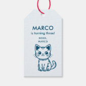 Jongen's Verjaardag met CUSTOM KLEUREN kleine kat Cadeaulabel (Voorkant)