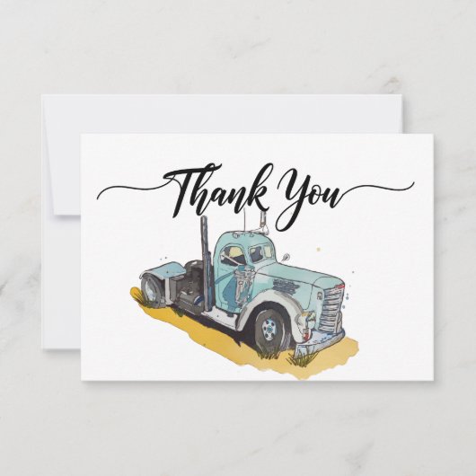 Jongens Verjaardag Party Blue Semi Truck Bedankkaart (Voorkant)