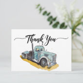 Jongens Verjaardag Party Blue Semi Truck Bedankkaart (Staand voorkant)