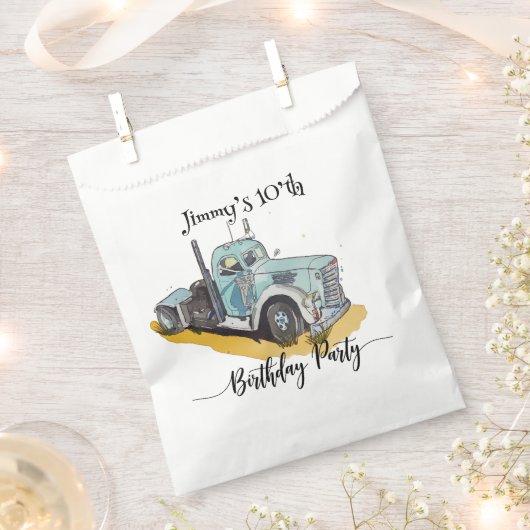 Jongens Verjaardag Party Blue Semi Truck Bedankzakje (Geknipt)