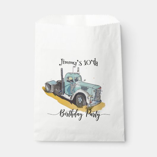 Jongens Verjaardag Party Blue Semi Truck Bedankzakje (Voorkant)
