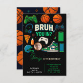 Jongens Verjaardag Party Uitnodiging voor Gamer &  (Voorkant / Achterkant)