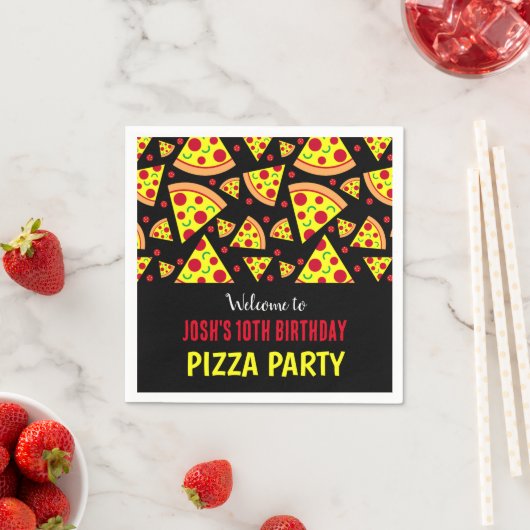 Jongens Verjaardag Pepperoni Pizza Patroon Party Servet (Insitu)