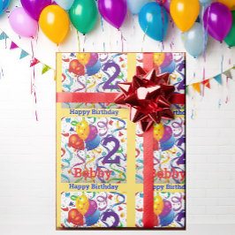 Jongen's Verjaardag Personaliseer Naam & Leeftijd  Cadeaupapier