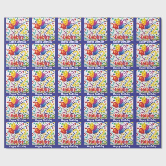 Jongen's Verjaardag Personaliseer Naam & Leeftijd Cadeaupapier (Vlak)