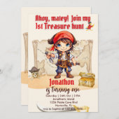 Jongens Verjaardag  Piratenfeest Kaart (Voorkant / Achterkant)