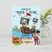 Jongens Verjaardag  Piratenfeest Kaart (Staand voorkant)