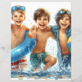 Jongens Verjaardag Pool Party Uitnodiging Flyer (Achterkant)