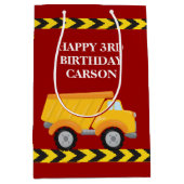 Jongens Verjaardag Red Dump Truck Custom Kinder Medium Cadeauzakje (Voorkant)