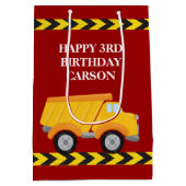 Jongens Verjaardag Red Dump Truck Custom Kinder Medium Cadeauzakje (Achterkant)
