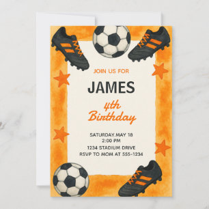 Jongens Verjaardag Uitnodiging - Voetbal Sport The