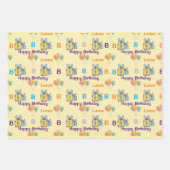 Jongens Verjaardag Voeg Naam & Leeftijd Ballonnen  Inpakpapier Vel (Voorkant)