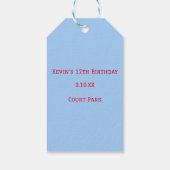 Jongens Verjaardagsfeest Blue Sky Basketball Hoop Cadeaulabel (Achterkant)