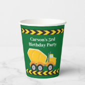 Jongens Verjaardagsfeest Custom Green Truck Kinder Papieren Bekers (Achterkant)