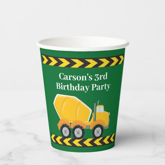 Jongens Verjaardagsfeest Custom Green Truck Kinder Papieren Bekers (Achterkant)