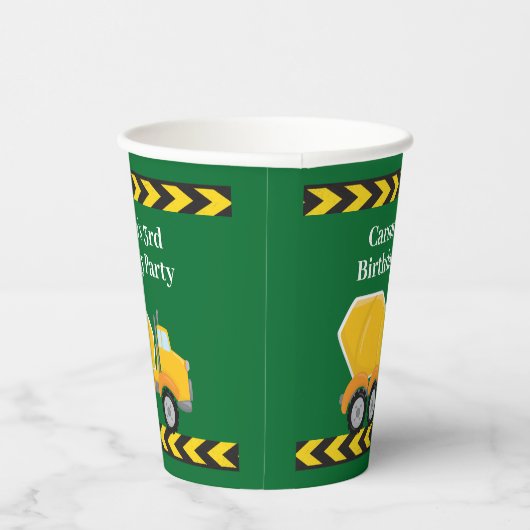 Jongens Verjaardagsfeest Custom Green Truck Kinder Papieren Bekers (Rechts)