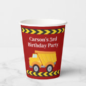 Jongens Verjaardagsfeest Custom Red Dump Truck Kin Papieren Bekers (Achterkant)
