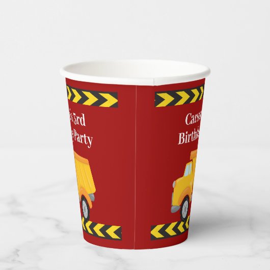 Jongens Verjaardagsfeest Custom Red Dump Truck Kin Papieren Bekers (Rechts)