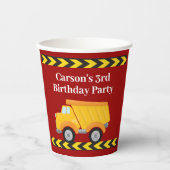 Jongens Verjaardagsfeest Custom Red Dump Truck Kin Papieren Bekers (Voorkant)