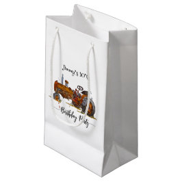 Jongens verjaardagsfeest met antieke tractordesign klein cadeauzakje