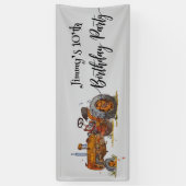 Jongens verjaardagsfeest met ontwerp van antieke t spandoek (Verticaal)