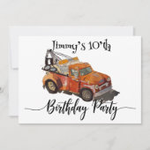 Jongens verjaardagsfeest met Wrecker Kaart (Voorkant)