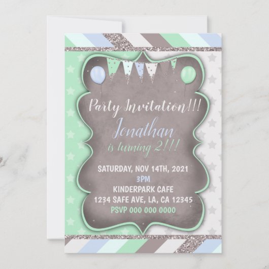 Jongens verjaardagsfeest template kaart (Voorkant)