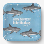 Jongens Verjaardagsfeestje Custom Sharks Papieren Bordje (Voorkant)