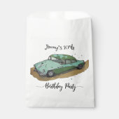 Jongens verjaardagsfeestje met twee toned sedan bedankzakje (Voorkant)