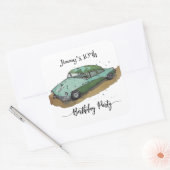 Jongens verjaardagsfeestje met twee toned sedan vierkante sticker (Envelop)