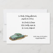 Jongens verjaardagsfeestje met Two tone sedan Save The Date (Achterkant)