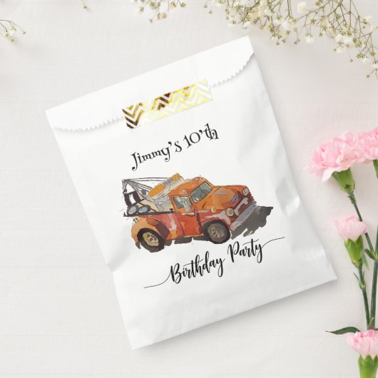 Jongens verjaardagsfeestje met wrak bedankzakje (Gezegeld)