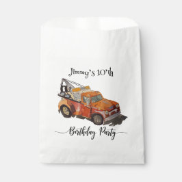 Jongens verjaardagsfeestje met wrak bedankzakje