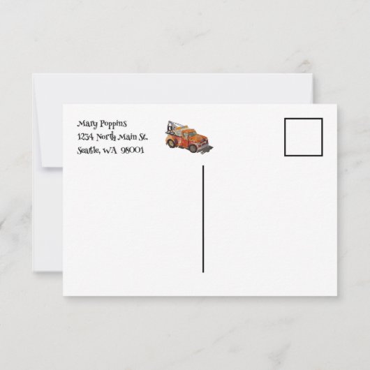 Jongens verjaardagsfeestje wrak bedankkaart (Achterkant)