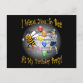 Jongens Verjaardagsfeestuitnodiging ~ bij ~ ballon Uitnodiging Briefkaart (Voorkant)