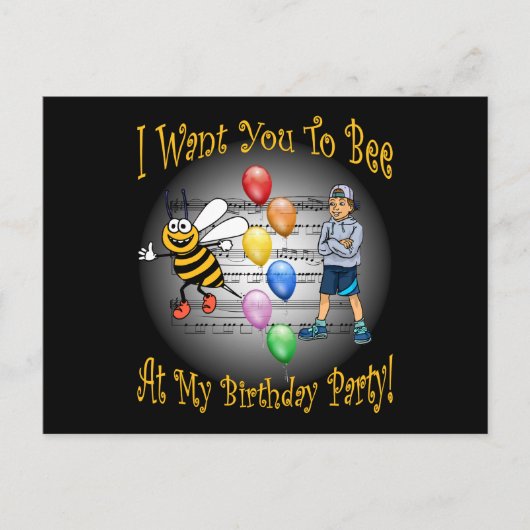 Jongens Verjaardagsfeestuitnodiging ~ bij ~ ballon Uitnodiging Briefkaart (Voorkant)