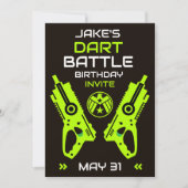 Jongens Verjaardagsfeestuitnodiging Dart Wars Kaart (Voorkant)