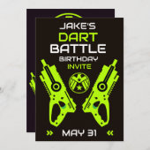 Jongens Verjaardagsfeestuitnodiging Dart Wars Kaart (Voorkant / Achterkant)