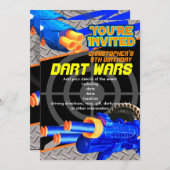 Jongens Verjaardagsfeestuitnodiging Dart Wars Kaart (Voorkant / Achterkant)